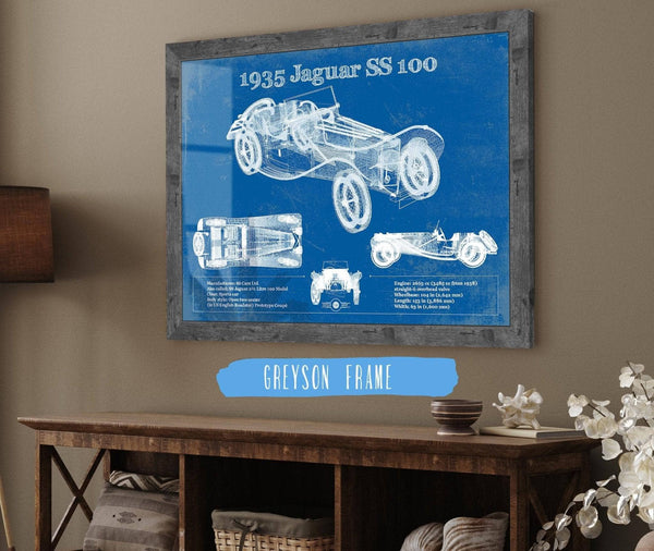 Cutler West 1935 Jaguar SS 100 Blueprint Vintage Auto Print