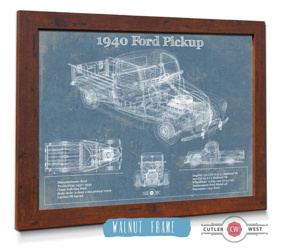 Cutler West 1940 Ford Pickup Vintage Blueprint Auto Print