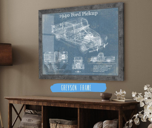 Cutler West 1940 Ford Pickup Vintage Blueprint Auto Print