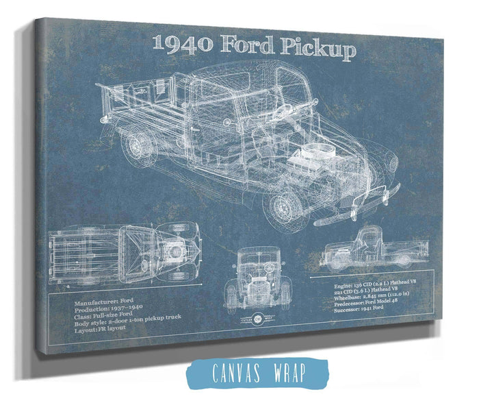 Cutler West Ford Collection 1940 Ford Pickup Vintage Blueprint Auto Print