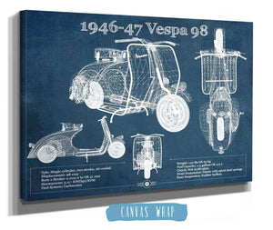 Cutler West 1946-47 Vespa 98 Vintage Blueprint Auto Print