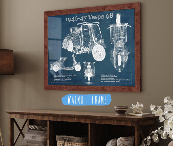 Cutler West 1946-47 Vespa 98 Vintage Blueprint Auto Print