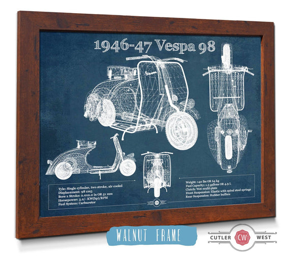 Cutler West 1946-47 Vespa 98 Vintage Blueprint Auto Print