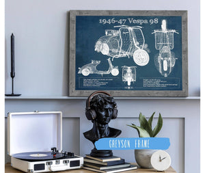 Cutler West 1946-47 Vespa 98 Vintage Blueprint Auto Print