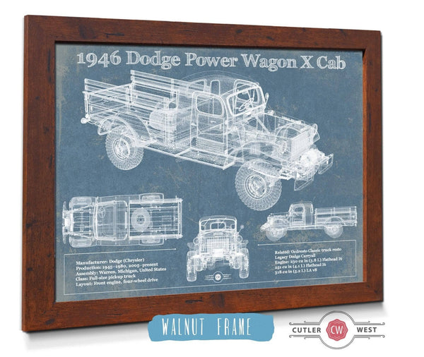 Cutler West 1946 Dodge Power Wagon X Cab Vintage Blueprint Auto Print