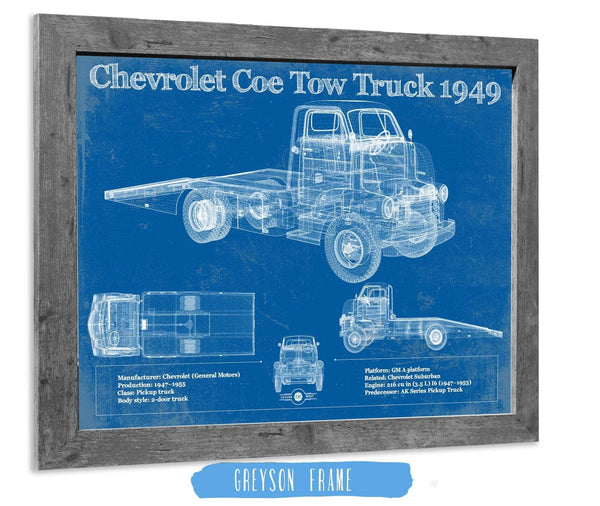 14" x 11" / Greyson Frame Cutler West 1949 Chevrolet 5100 Coe Tow Vintage Blueprint Auto Print
