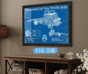 20" x 16" / Black Frame Cutler West 1949 Chevrolet 5100 Coe Tow Vintage Blueprint Auto Print