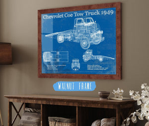 20" x 16" / Walnut Frame Cutler West 1949 Chevrolet 5100 Coe Tow Vintage Blueprint Auto Print