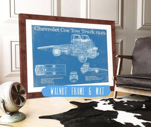 20" x 16" / Walnut Frame & Mat Cutler West 1949 Chevrolet 5100 Coe Tow Vintage Blueprint Auto Print