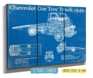 36" x 24" / 3 Panel Canvas Wrap Cutler West 1949 Chevrolet 5100 Coe Tow Vintage Blueprint Auto Print
