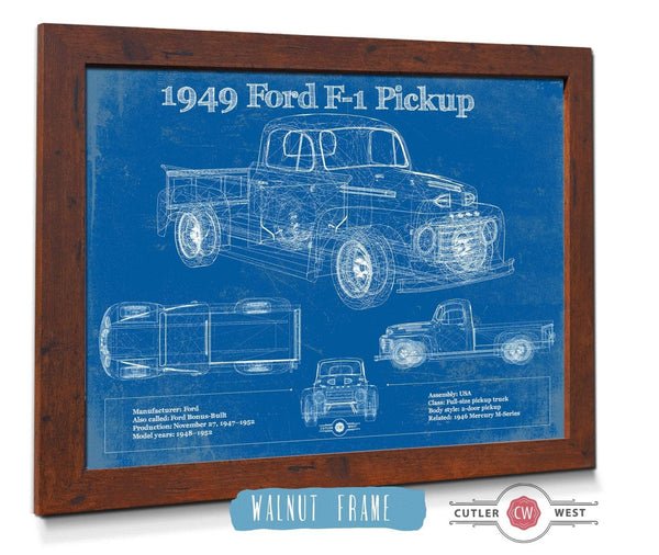 Cutler West 1949 Ford F-1 Pickup Vintage Blueprint Auto Print