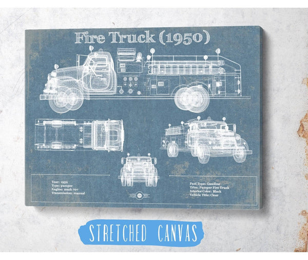 Cutler West 1950 Fire Truck Vintage Blueprint Auto Print