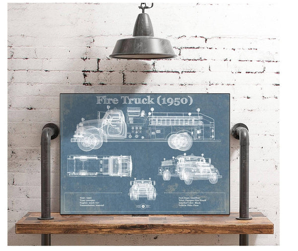 Cutler West 1950 Fire Truck Vintage Blueprint Auto Print