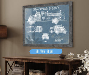 Cutler West 1950 Fire Truck Vintage Blueprint Auto Print