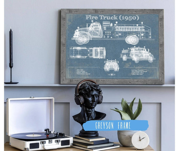 Cutler West 1950 Fire Truck Vintage Blueprint Auto Print
