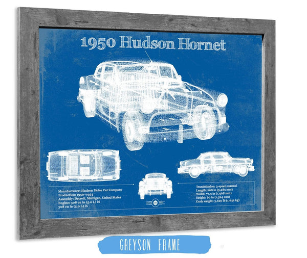 14" x 11" / Greyson Frame Cutler West 1950 Hudson Hornet Vintage Blueprint Auto Print