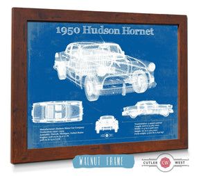 20" x 16" / Walnut Frame Cutler West 1950 Hudson Hornet Vintage Blueprint Auto Print