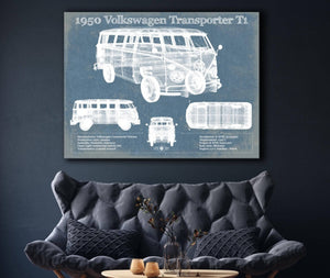 Cutler West 1950 Volkswagen Transporter T1 Vintage Blueprint Auto Print