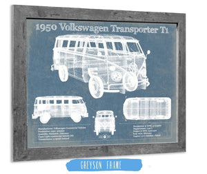 14" x 11" / Greyson Frame Cutler West 1950 Volkswagen Transporter T1 Vintage Blueprint Auto Print