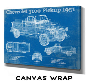Cutler West 1951 Chevy 3100 Pickup - Blueprint Vintage Auto Print