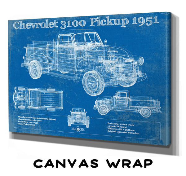 Cutler West 1951 Chevy 3100 Pickup - Blueprint Vintage Auto Print