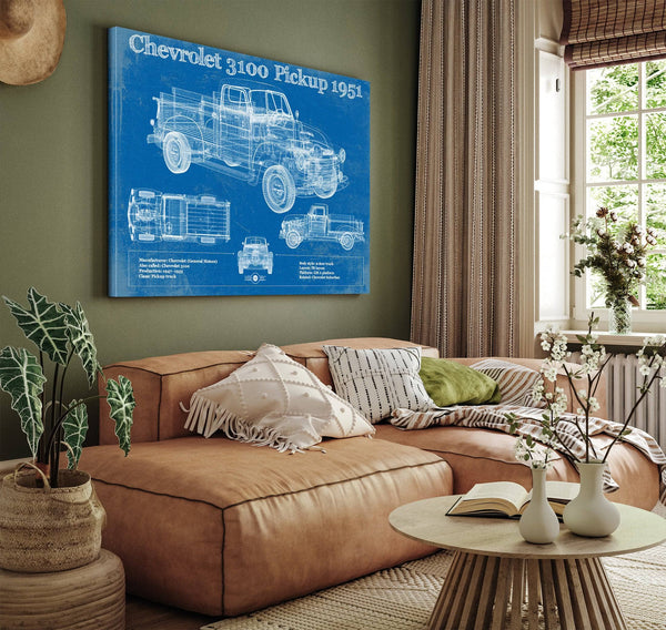 Cutler West 1951 Chevy 3100 Pickup - Blueprint Vintage Auto Print