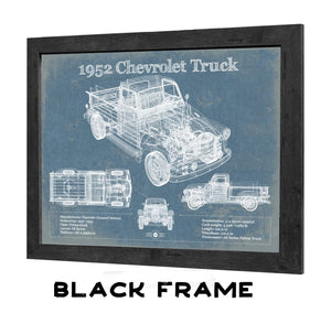 20" x 16" / Black Frame Cutler West 1952 Chevrolet Truck Blueprint Vintage Auto Print