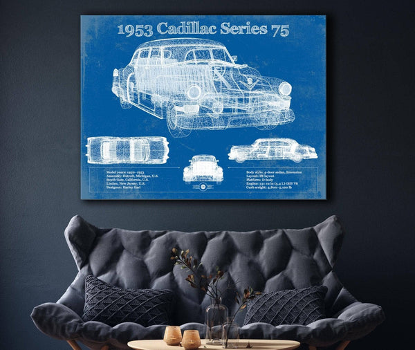 Cutler West 1953 Cadillac Series 75 Vintage Blueprint Auto Print