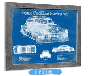 14" x 11" / Greyson Frame Cutler West 1953 Cadillac Series 75 Vintage Blueprint Auto Print