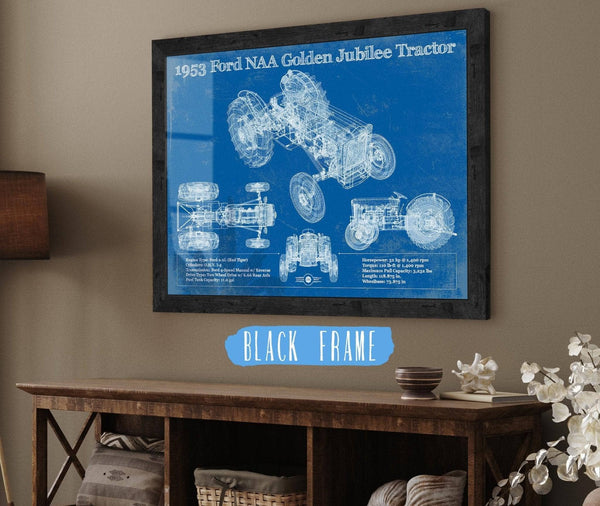 20" x 16" / Black Frame Cutler West 1953 Ford NAA Golden Jubilee Blueprint Vintage Tractor Patent Print