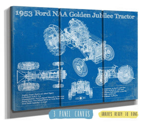 36" x 24" / 3 Panel Canvas Wrap Cutler West 1953 Ford NAA Golden Jubilee Blueprint Vintage Tractor Patent Print