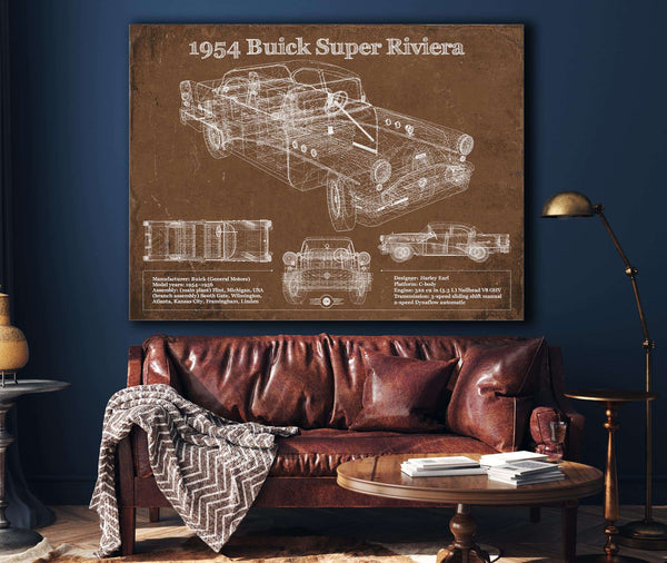 Cutler West 1954 Buick Super Riviera Vintage Blueprint Auto Print