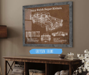 14" x 11" / Greyson Frame Cutler West 1954 Buick Super Riviera Vintage Blueprint Auto Print