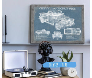 Cutler West 1954 Chevrolet 3100 Pickup Vintage Blueprint Truck Print