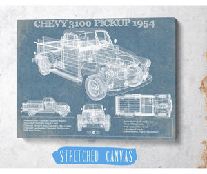 Cutler West 1954 Chevrolet 3100 Pickup Vintage Blueprint Truck Print