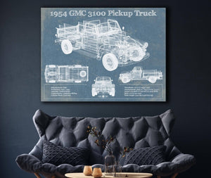 Cutler West 1954 GMC 3100 Pickup Truck Vintage Blueprint Auto Print