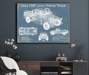 Cutler West 1954 GMC 3100 Pickup Truck Vintage Blueprint Auto Print