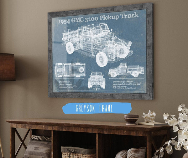 Cutler West 1954 GMC 3100 Pickup Truck Vintage Blueprint Auto Print