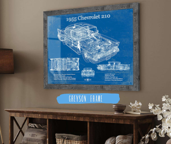 14" x 11" / Greyson Frame Cutler West 1955 Chevrolet 210 4 Door Sedan Vintage Blueprint Auto Print