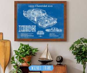 20" x 16" / Walnut Frame Cutler West 1955 Chevrolet 210 4 Door Sedan Vintage Blueprint Auto Print