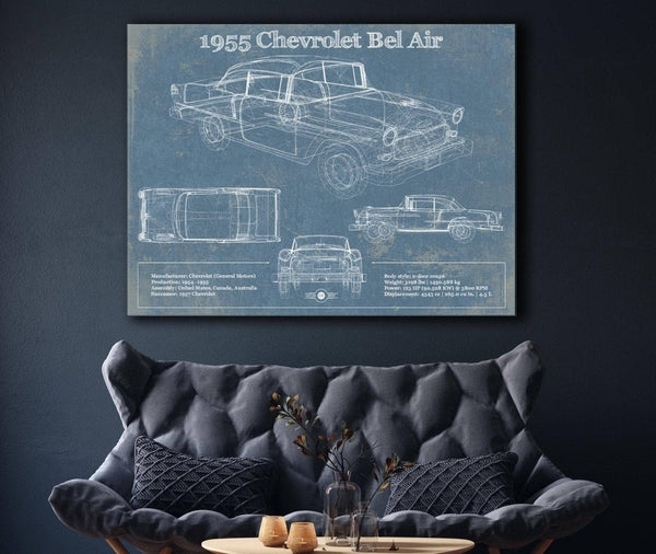 Cutler West 1955 Chevrolet Bel Air Blueprint Vintage Auto Print