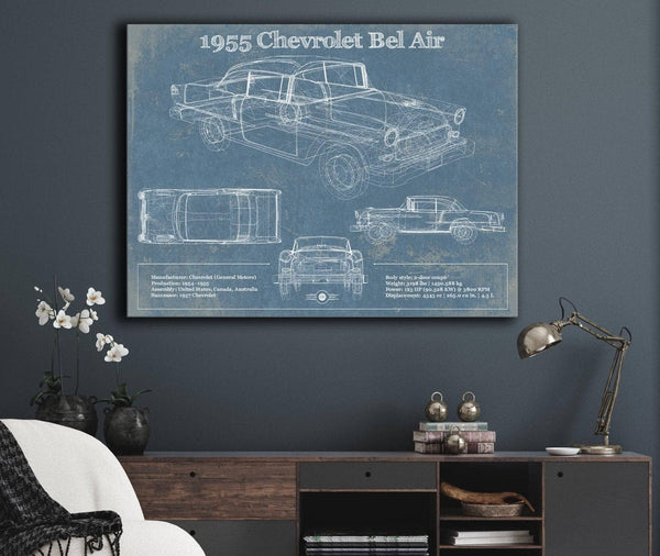 Cutler West 1955 Chevrolet Bel Air Blueprint Vintage Auto Print