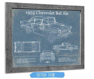 14" x 11" / Greyson Frame Cutler West 1955 Chevrolet Bel Air Blueprint Vintage Auto Print