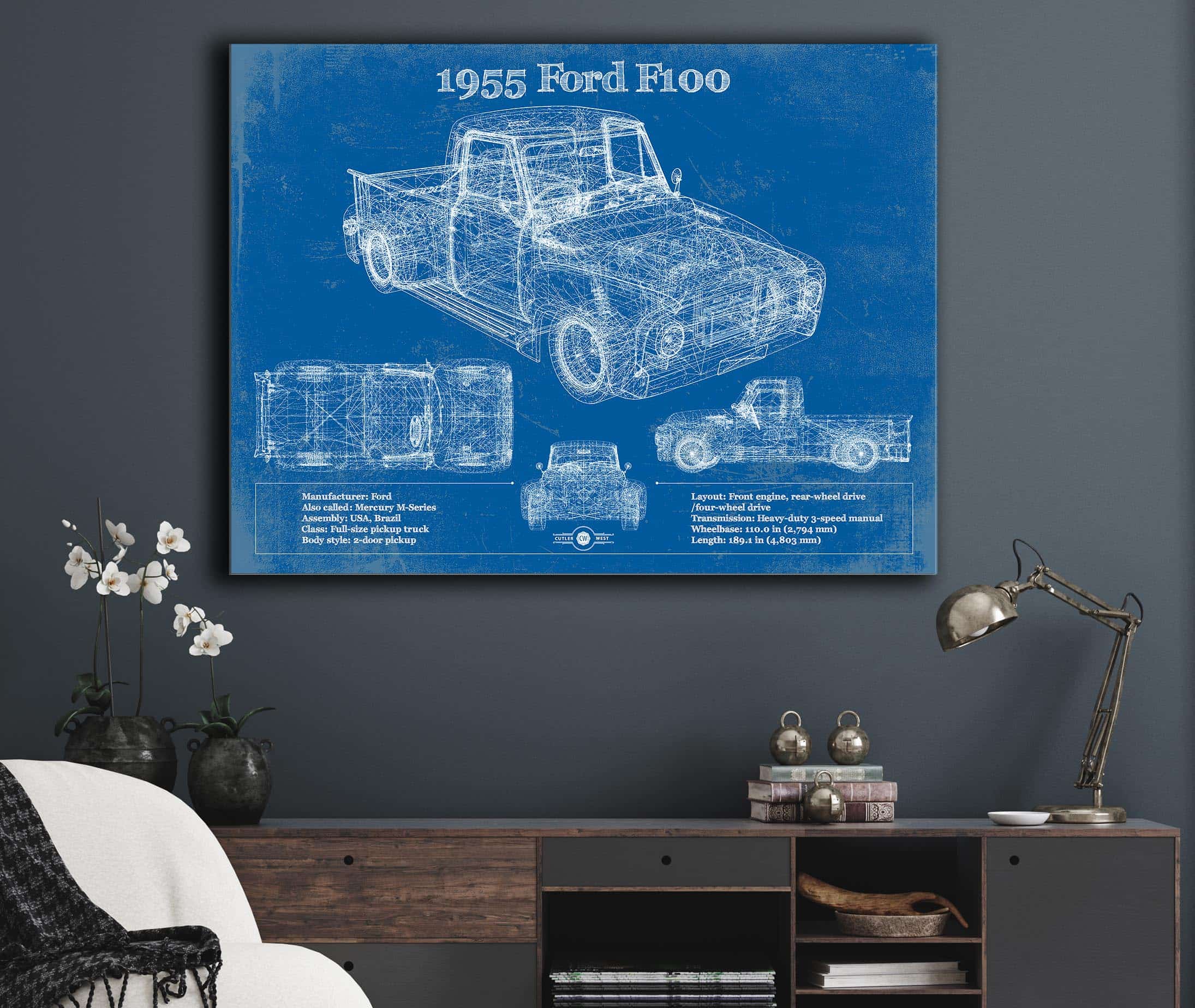 1955 Ford F100 Vintage Art by Cutler West
