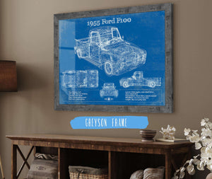 14" x 11" / Greyson Frame Cutler West 1955 Ford F100 Vintage Blueprint Auto Print