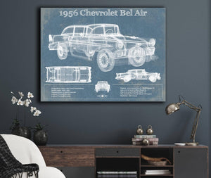 Cutler West 1956 Chevrolet Bel Air Blueprint Vintage Auto Print