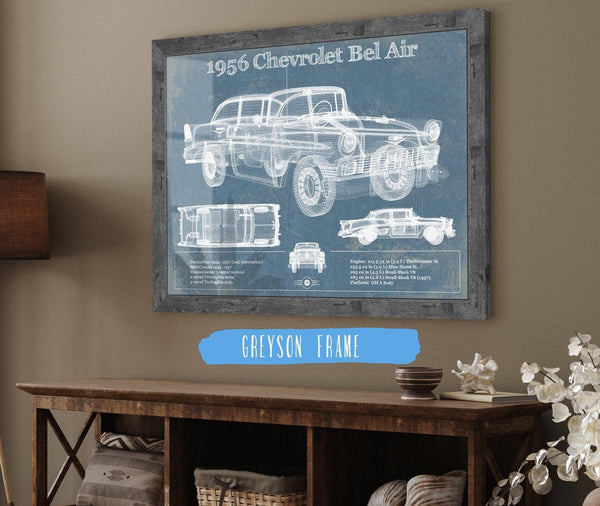 Cutler West 1956 Chevrolet Bel Air Blueprint Vintage Auto Print