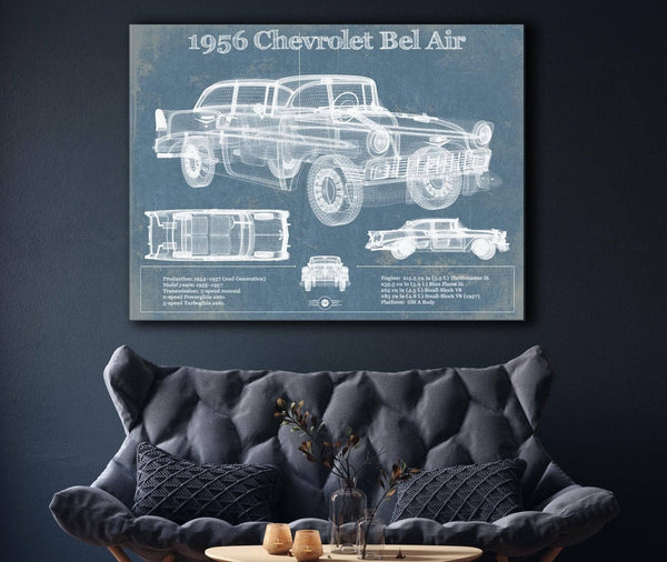 Cutler West 1956 Chevrolet Bel Air Blueprint Vintage Auto Print