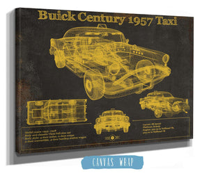 Cutler West 1957 Buick Century Taxi Blueprint Dark Color Vintage Auto Print