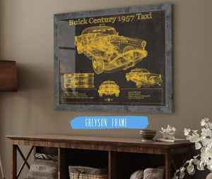Cutler West 1957 Buick Century Taxi Blueprint Dark Color Vintage Auto Print